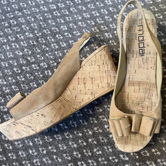 Moda Spana Suede Leather & Cork Platforms - Picture 2 of 5